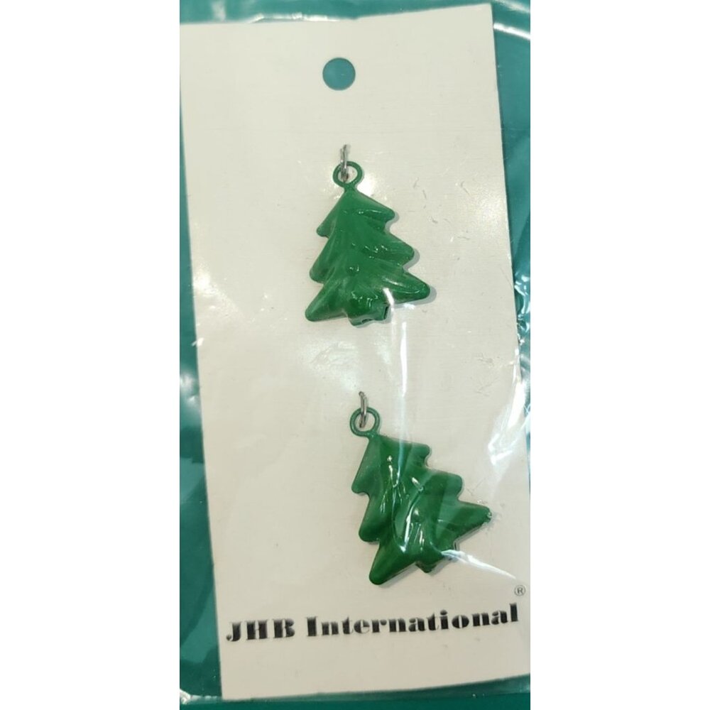 Vintage JHB International Metal Christmas Tree Buttons Made in Hong Kong on Card